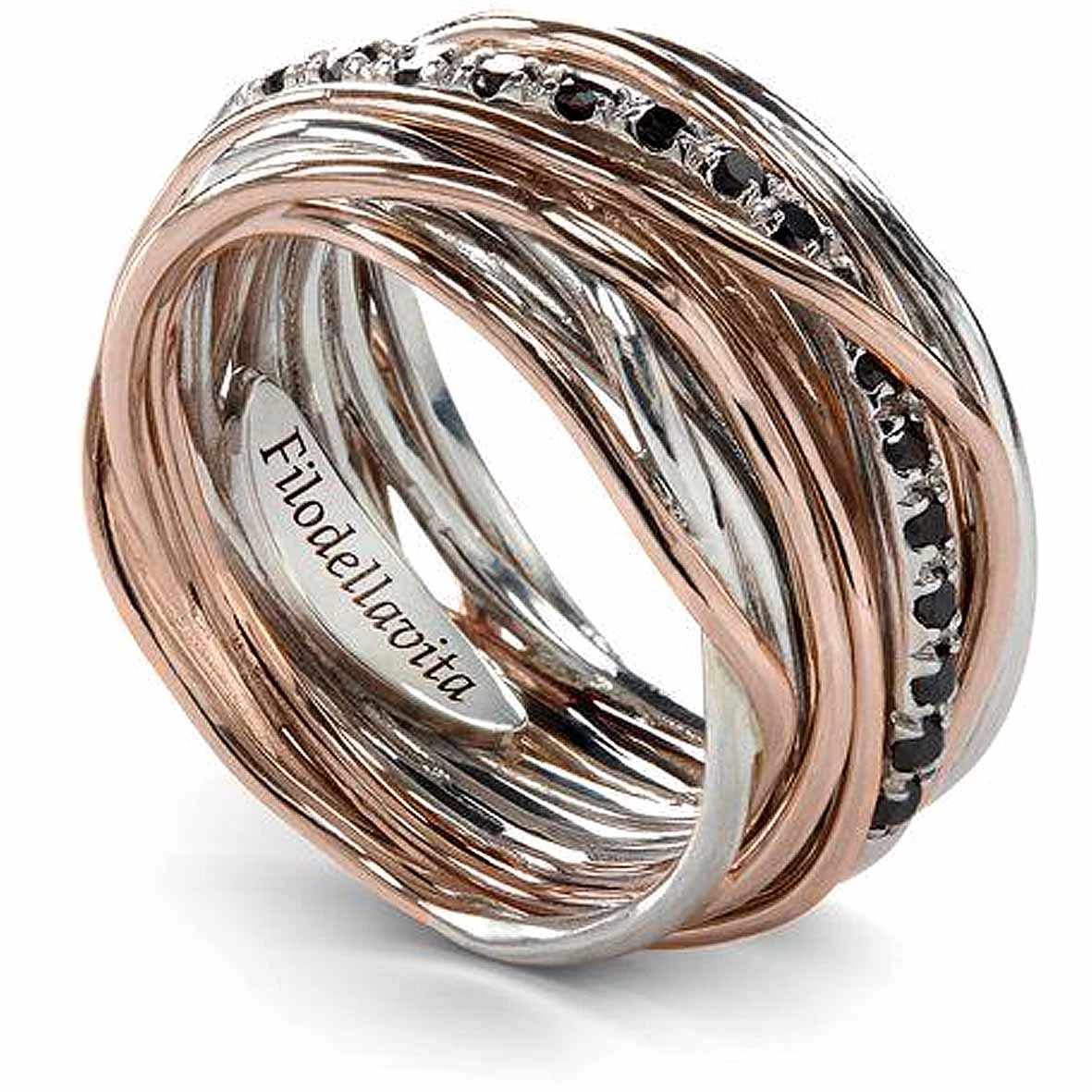 Bague Filodellavita Classic 13 Fils En Or Et Argent Eternelle - 10 Mm - AN13ARBN 1 Bague Filodellavita Classic 13 Fils En Or Et Argent Eternelle - 10 Mm - AN13ARBN