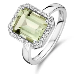 Bague One More Prasiolite Et Diamants Sur Or Blanc 0.21 Ct - Etna 064513YA