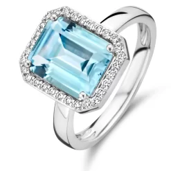 Bague One More Topaze Sky Blue Et Diamants Sur Or Blanc 0.21 Ct - Etna 064513TT