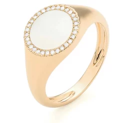 Bague Pierre Fine Nacre Blanche En Or Jaune Katsu
