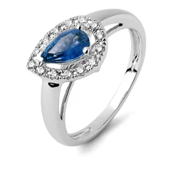 Bague Saphir Et Diamant En Or Blanc Diamant Romantique -R9528FMPWAL14