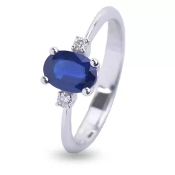 Bague Saphir Et Diamants En Or Blanc Diamant Roseline -AB0043Z-FR