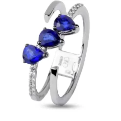 Bague Saphir Poire Et Diamants En Or Blanc Diamant Estelle -AN3226B/ZB