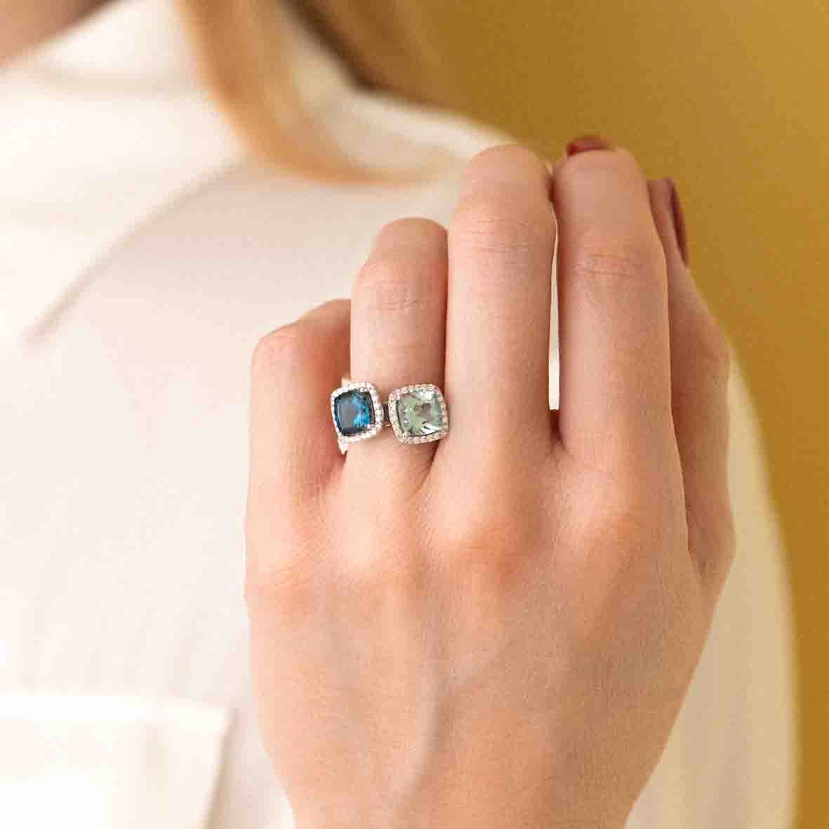 Bague Topaze Prasiolite Et Diamants One More - Etna 0.1 Ct - Etna 050611YA 2 Bague Topaze Prasiolite Et Diamants One More - Etna 0.1 Ct - Etna 050611YA – Image 2