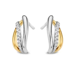 Boucles D'oreilles Argent Et Plaqué Or Zirconium - Naiomy Silver - Femme - Ileana - N3X56