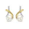 Boucles D'oreilles Argent Et Plaqué Or Zirconium Perle Blanche - Naiomy Silver - Femme - Louise - N3X58