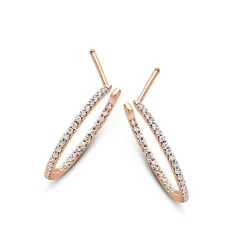 Boucles D'Oreilles Créoles Diamants 0.25 Ct Et Or 18 Ct - 750/1000 Orléanne - 93H020A