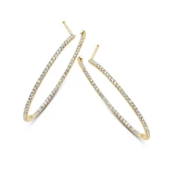 Boucles D'Oreilles Créoles Diamants 0.6 Ct Et Or 18 Ct - 750/1000 Heidi - 93P730A