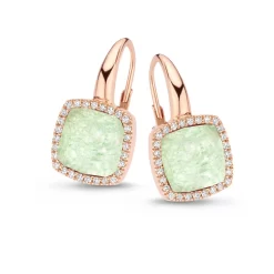 Boucles D'oreilles Cristal De Roche Sur Aventurine Et Diamants One More - Pantelleria 062374Y1