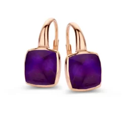 Boucles D'oreilles Quartz Et Sugilite Sur Nacre One More - Pantelleria 051404B1