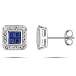 Boucles D'Oreilles Saphir Et Zirconium Or Blanc Camille - 2.7233.S1