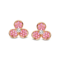 Boucles D'oreilles Saphir Rose Diamant Or Blanc Promesse - 067398XA