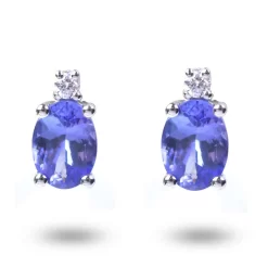 Boucles D'oreilles Tanzanite Diamant Or Blanc - OA0043T-FR