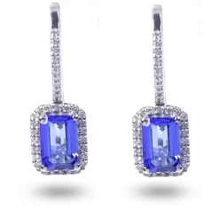 Boucles D'oreilles Tanzanite Diamant Or Blanc - OBOT36T-FR