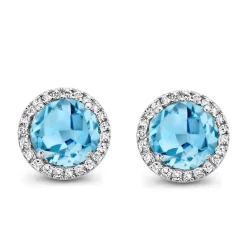 Boucles D'oreilles Topaze London Blue Et Diamants - One More - Etna 050676AT