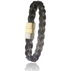 Bracelet Albanu Poils D'éléphant Tressé Fermoir 3 Ors En Poils D'éléphant Et Or 1.2g - 13 Mm Mahina - 604-3ORSTEL