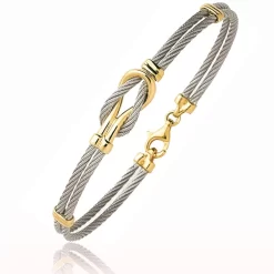 Bracelet Cable Acier Et Or 18 Cm Vanira - 6202PM