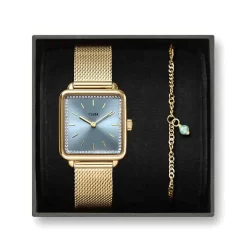 Cluse Tétragone La Tétragone Mesh Watch & Chain Bracelet, Gold Colour - 28 Mm - CG10320
