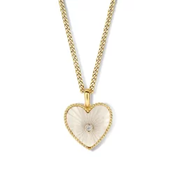 Collier Argent Plaqué Or - Coeur Nacre Serti De Zirconium - Naiomy Silver - Femme - Enchantée - B2L64