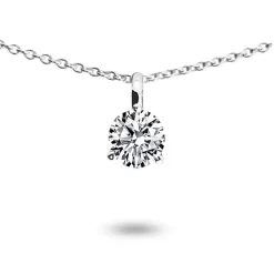 Collier Diamant Solitaire 0.25 Ct 0.25 Ct Or Blanc 1.4g Leya - P2981FMPWAC60
