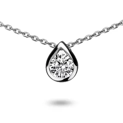 Collier Diamant Solitaire 0.40 Ct 0.40 Ct Or Blanc 2.2g Fiona - 82024-0.40