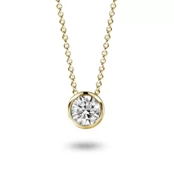 Collier Diamant Solitaire - Serti Clos 0.19 Ct Or Jaune 1.9g Gabriela - 92AL37A-