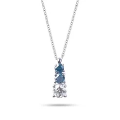 Collier Diamants Blanc Et Bleus Or Blanc 0.20 Ct Promesse - GI2190B/BLU