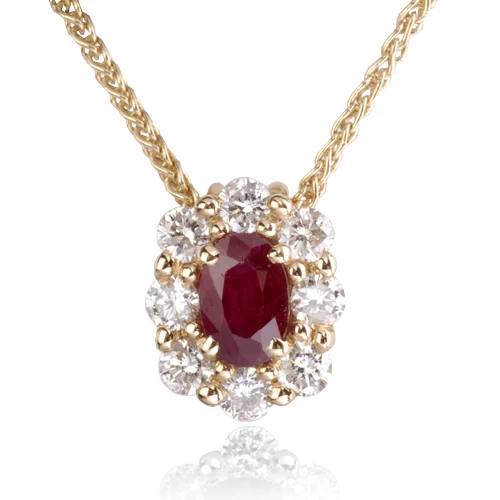 Collier Rubis Ovale 0.60ct Serti De Diamants 0.52 Ct Diamant Lola - CL3828-RU0.60 1 Collier Rubis Ovale 0.60ct Serti De Diamants 0.52 Ct Diamant Lola - CL3828-RU0.60