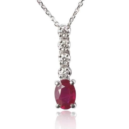 Collier Rubis Ovale 1 Ct Serti De Diamants 0.20 Ct Diamant Asya - CL3923-RU1 1 Collier Rubis Ovale 1 Ct Serti De Diamants 0.20 Ct Diamant Asya - CL3923-RU1