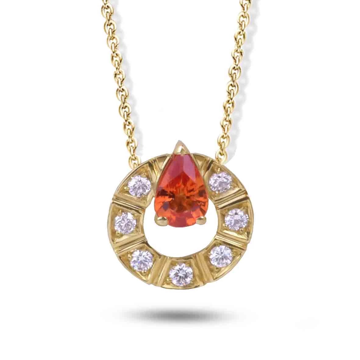 Collier Saphir Orange Et Diamants 0.5ct - Shanna-GI2329G/ZA 1 Collier Saphir Orange Et Diamants 0.5ct - Shanna-GI2329G/ZA