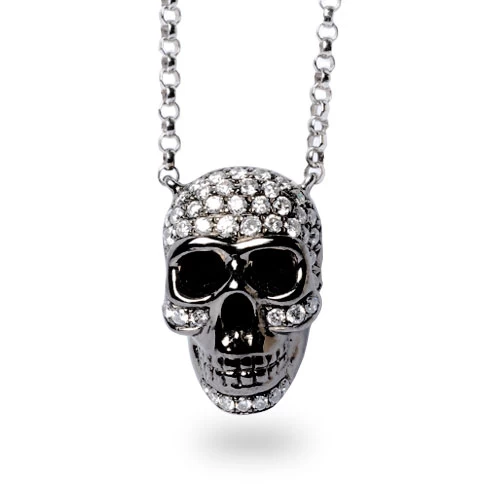 Collier Tête De Mort Or Noir 0.2 Ct Érika - FR28-N1629** 1 Collier Tête De Mort Or Noir 0.2 Ct Érika - FR28-N1629**