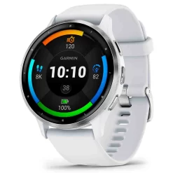 Garmin Venu 3 Lunette Silver - Acier Inoxydable - Bracelet Silicone Blanc 45 Mm- 010-02784-00