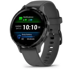 Garmin Venu 3S Lunette Gray Acier Inoxydable - Boîtier Gris Foncé - Bracelet En Silicone Gris Foncé 41 Mm- 010-02785-00