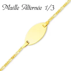 Gourmette Baptême Or Jaune à Graver Claire