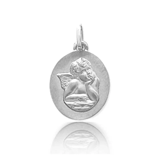 Médaille Ange Ovale Or Blanc Kiera - 9K20571G 1 Médaille Ange Ovale Or Blanc Kiera - 9K20571G