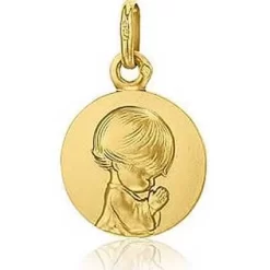 Médaille Ange Priant Augis Or Jaune 16 Mm Hélia J5247X0000