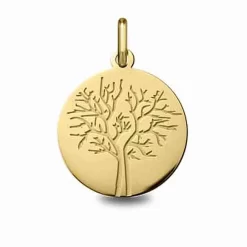 Médaille Arbre De Vie Or Jaune - 18 Mm -Nymphea - 248400224