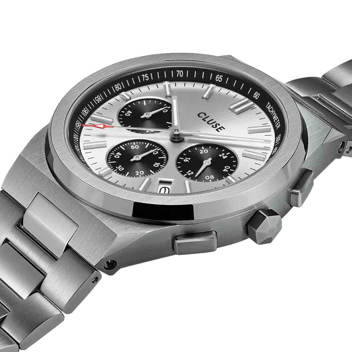 Montre Cluse Homme Cluse Vigoureux Chrono Steel Black And Silver, Silver Colour - CW20806 2 Montre Cluse Homme Cluse Vigoureux Chrono Steel Black And Silver, Silver Colour - CW20806 – Image 2
