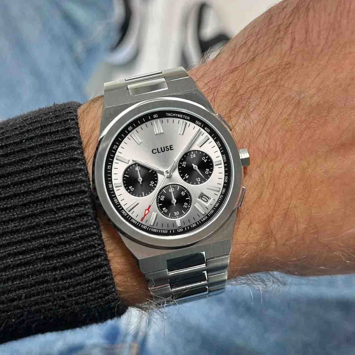Montre Cluse Homme Cluse Vigoureux Chrono Steel Black And Silver, Silver Colour - CW20806 3 Montre Cluse Homme Cluse Vigoureux Chrono Steel Black And Silver, Silver Colour - CW20806 – Image 3