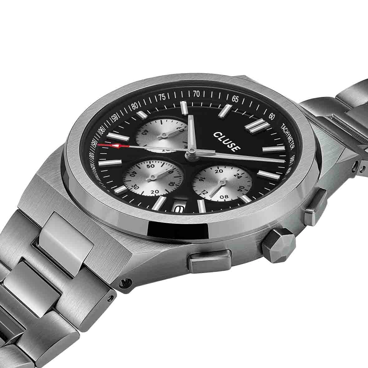 Montre Cluse Homme Cluse Vigoureux Chrono Steel Silver And Black, Silver Colour - CW20807 2 Montre Cluse Homme Cluse Vigoureux Chrono Steel Silver And Black, Silver Colour - CW20807 – Image 2