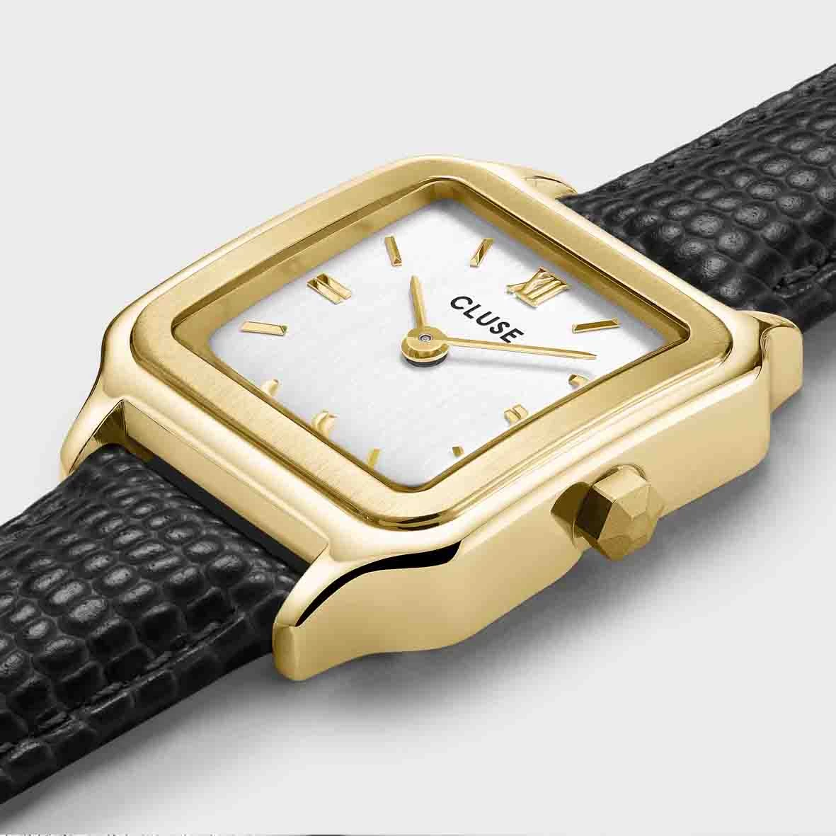 Montre Cluse Gracieuse Petite Watch Leather, Black Lizard, Gold Colour - - CW11805 4 Montre Cluse Gracieuse Petite Watch Leather, Black Lizard, Gold Colour - - CW11805 – Image 4