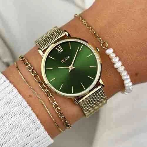 Montre Cluse Minuit Mesh, Green - Gold - - CW10206 2 Montre Cluse Minuit Mesh, Green - Gold - - CW10206 – Image 2