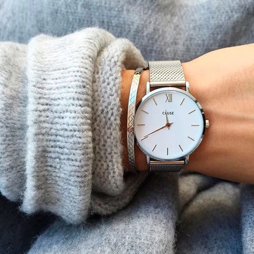 Montre Cluse Minuit Mesh Silver/White - 33 Mm - CW0101203002 3 Montre Cluse Minuit Mesh Silver/White - 33 Mm - CW0101203002 – Image 3