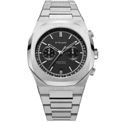 Montre D1 Milano Chronograph Brave - Homme Quartz- Cadran Noir- 41.5 Mm - Acier Et PVD - CHBJ08