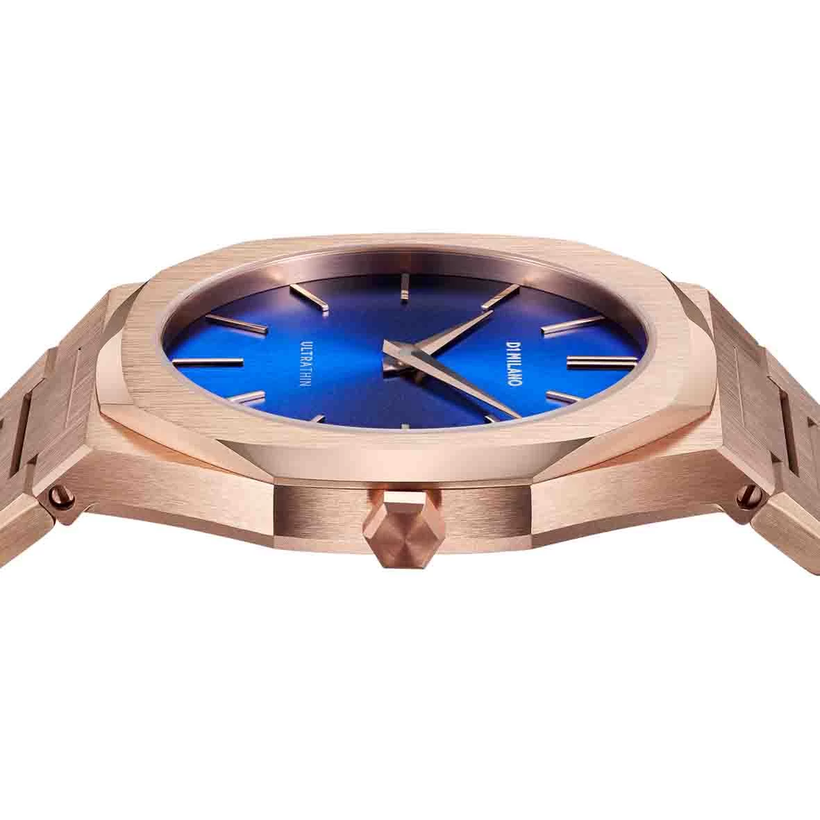 Montre D1 Milano Petite GEO Ultra Thin 34 - Femme Quartz- Cadran Bleu- 34 Mm - Acier Et PVD Rose - UTBL12 2 Montre D1 Milano Petite GEO Ultra Thin 34 - Femme Quartz- Cadran Bleu- 34 Mm - Acier Et PVD Rose - UTBL12 – Image 2