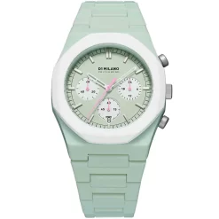 Montre D1 Milano Polychrono Green Blast - Homme Quartz- Cadran Vert Pastel- 40,5 Mm - Polycarbonate - PHBJ02