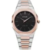 Montre D1 Milano Ultra Thin Abisso - Homme Quartz- Cadran Noir- 38 Mm - Acier Inoxydable PVD Or Rose - UTBU03