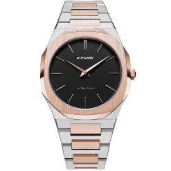 Montre D1 Milano Ultra Thin Abisso - Homme Quartz- Cadran Noir- 38 Mm - Acier Inoxydable PVD Or Rose - UTBU03