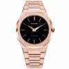 Montre D1 Milano Ultra Thin - Homme Quartz- Cadran Noir- 40 Mm - Acier Et PVD Rose - UTB03