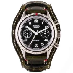 Montre Hanhart 417 ES - 42mm - Steve Mc. Croco Kaki Mécanique Diamètre 42 Mm- H721.210-7010-crocokaki